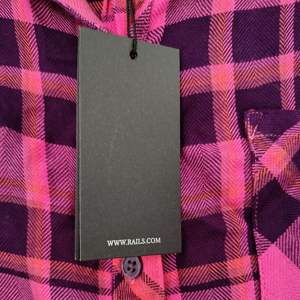 RAILS Hunter Electric Pink Plaid Shirt, M, NWT - Picture 6 of 13
